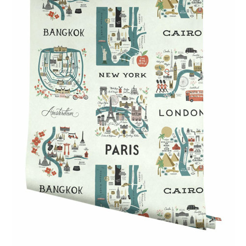 Rifle Paper Co. City Maps 27' L x 27" W Wallpaper Roll & Reviews Wayfair